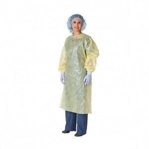 Cardinal Health Yellow Isolation Gown - Yellow Isolation Gown, Overlapping Back Panels - AT4488-2XL