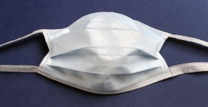 Cardinal ASTM Level 1 Duckbill Surgical Masks with Tie Closure - Surgical Mask with Horizontal Ties, Blue - AT71039