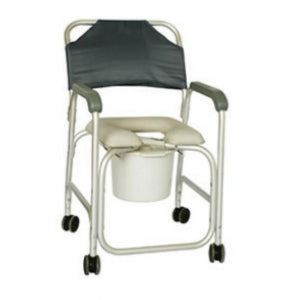 Cardinal Health Shower Chairs - 21" Commode Shower Chair with Back, Locking Casters and 10 qt. Bucket, 375-lb. Weight Capacity - CBAS0032