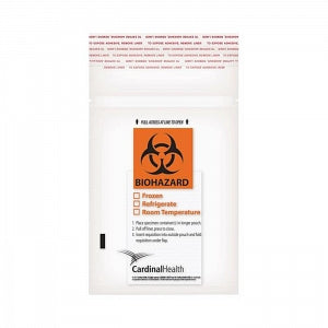 Cardinal Health Biohazard Transport Bag - Transport Bag , Biohazard, 3 Walls, Zip Closure, 8" x 8" - CH8X8BIO