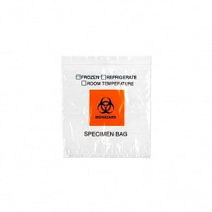 Cardinal Health Specimen Transport Bag - Biohazard Specimen Transport Bag with Score Line, Front Pouch and Adhesive Closure, Clear, 2 Mil, 10" x 10" - AD10X10BIO