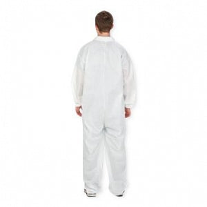 Cardinal Health Coveralls - NovaPlus Heavyweight Coveralls with Elastic Cuffs and Ankles, White, Size XL - V2201CV