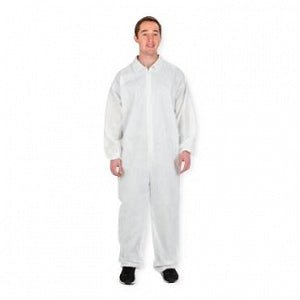 Cardinal Health Coveralls - NovaPlus Heavyweight Coveralls with Elastic Cuffs and Ankles, White, Size XL - V2201CV