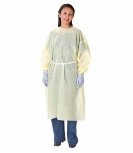 Cardinal Health SMS Isolation Gowns - SMS Isolation Gown with Elastic Wrists, Medium Weight, Yellow, Size XL - VAT4437-XL