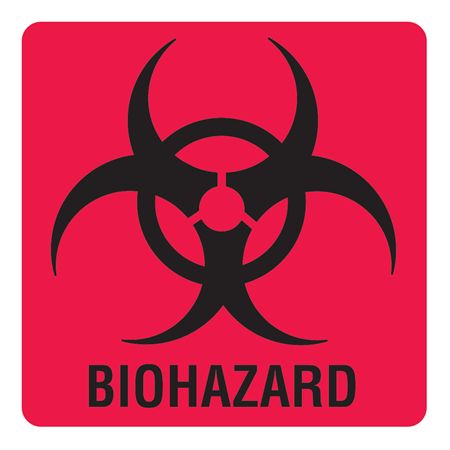 Biohazard Warning Labels Biohazard" - FL Red - 1"W x 1"H