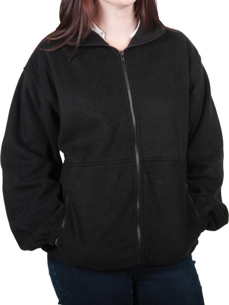 Women's 100% Polyester Fleece Jacket, Black, Size 2XL