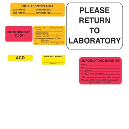 Blood Bank Labels Type & RH Confirmed" - FL Orange - 2"W x 0.75"H