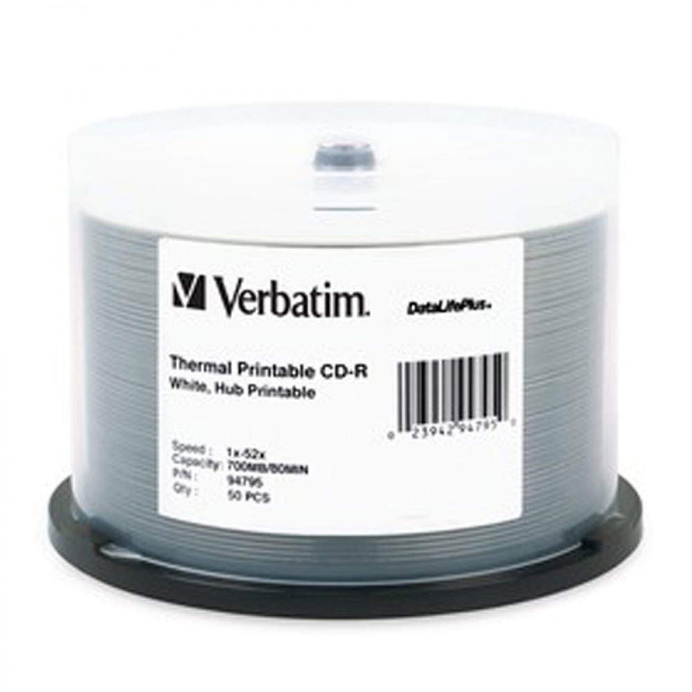 Verbatim Cd-R 80 Min 52X Thermal Hub Color: White Storage Capacity: 700Mb 50 / Pack