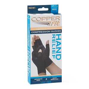 Idea Village Copper Fit Compression Gloves - Copper Fit Compression Gloves, Copper Infused, Black, Size L / XL (3-3/4" - 4-1/2') - CFRRGL-LXL12