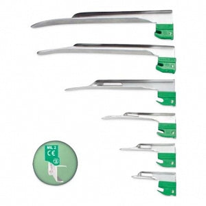 SunMed GreenLine / D Miller Laryngoscope Blades - MAC GreenLine Disposable Blade, Miller, Size 3, 195 mm - 16 mm, Fiberoptic, Size M, Adult - 5-5333-03