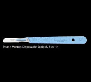 Cincinnati Surgical Swann Morton Sterile Stainless Scalpels - Sterile Stainless Steel Surgical Scalpel, Disposable, #14 - SM0519