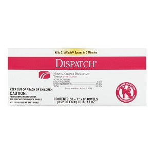 Clorox Dispatch Hospital Disinfectant Towels with Bleach - Dispatch Bleach Wipes, Individual, 50 wipes, 7" x 8" - 69101