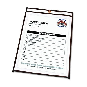 C-Line Shop Ticket Holders - 1-Pocket Clear 8.5" x 11" 50-Sheet Capacity Shop Ticket Holder, Black Stitching - 46911