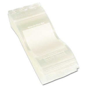 C-Line Products Write-On Recloseable Small Parts Poly Bags - Write-On Poly Zip-Close Bags, 2 Mil, 3" x 5", Clear - 47235