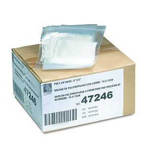 C-Line Products Write-On Recloseable Small Parts Poly Bags - Write-On Poly Zip-Close Bags, 2 Mil, 4" x 6", Clear - 47246