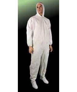 Cellucap Premium White Disposable Poly Coveralls - White Poly Knit Cuffed Open Ankle Coveralls, Size 3XL - 55803XXX