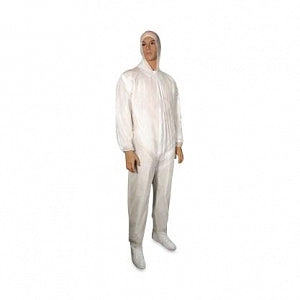 Cellucap Manufacturing Disposable Coverall W/Booties - Polypropylene Coveralls with Attached Hood, Elastic Wrists, Attached Booties, White - 55819-XXXXXL