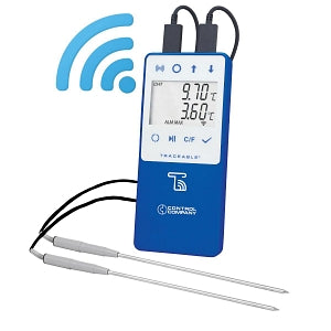 Control Company Wi-Fi Data Logging Remote Notification Thermometer - TraceableLIVE WiFi-Enabled Refrigerator / Freezer Thermometer with 2 Stainless Steel Probes, -50°C to 60°C Range - 6503