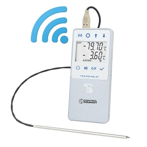 Control Company TraceableLIVE Refrigerator / Freezer Thermometers - TraceableLIVE Refrigerator / Freezer Thermometer with -90°C to 105°C (-130°F to 221°F) Range and Stainless Steel Probe with Platinum RTD Sensor - 6510