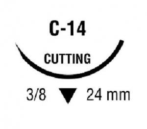 Medtronic TiCron Sutures - Ti-Cron Suture, Blue, Size 0, 36", C-14 Needle, Reverse Cutting - 88863065-61