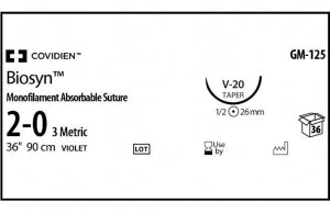 Medtronic Biosyn Suture - Biosyn Suture, 2/0, 36", V-20, Violet - GM-125