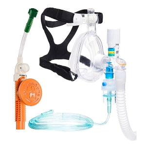 Pulmodyne O2-MAX Trio Emergency CPAP Systems - 02-MAX Trio CPAP 3-SET PEEP System with BiTrac ED Mask with Head Strap, Ohmeda Quik-Connect and Nebulizer Canister, Adult Large - 313-8017XN-1