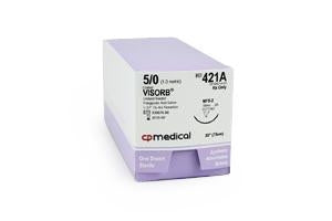 CP Medical Visorb Undyed Synthetic Absorbable Sutures - Undyed Suture, Polyglycolic Acid, FS-2, Size 5/0, 30" - 421A