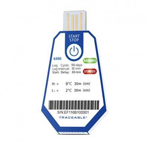 Control Company Traceable Single-Use Data Loggers - LOGGER, DATA, 90 DAY, 10 MIN, 2 TO 8C, 40/PK - 6480