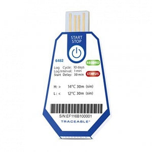 Control Company Traceable Single-Use Data Loggers - LOGGER, DATA, 10 DAY, 1 MIN, 12 TO 14C, 10/PK - 6482