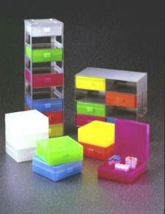 Corning 100 Place Microtube Box with Hinged Lid, PP - BOX, RAINBOW, 5 PACK, ONE BOX OF EACH COLOR - R8300-A