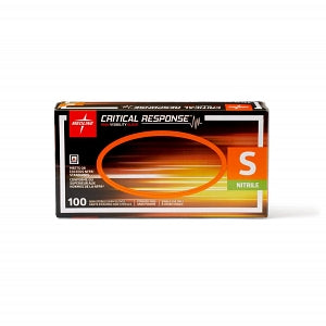 Medline Critical Response Powder-Free Nitrile Exam Gloves - Critical Response Orange Nitrile Exam Gloves, Size S - CR911S