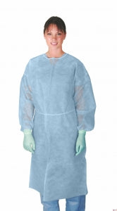 Medline Classic Cover Lightweight Polypropylene Isolation Gowns - Classic Cover Lightweight Spunbond Polypropylene Isolation Gowns with Waist and Neck Ties, Blue, Size Regular / Large - CRI4000B