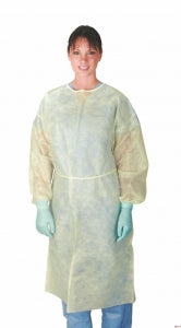 Medline Classic Cover Lightweight Polypropylene Isolation Gowns - Classic Cover Lightweight Spunbond Polypropylene Isolation Gowns with Waist and Neck Ties, Yellow, Size XL - CRI4001Z