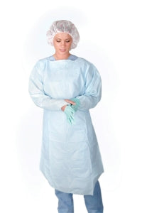 Medline Polyethylene Fluid-Resistant Protective Gowns - Polyethylene Isolation Gowns with Thumb Loop, Blue, Size Regular - CRI5000B