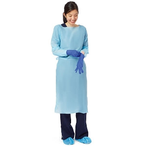 Medline Premium Polyethylene Fluid-Resistant Protective Gowns - GOWN, ISO, THMBLP, POLYETHYLENE, BLUE, UN - CRI5020