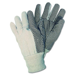 MCR Safety Dotted Cotton Canvas Gloves - Dotted Canvas Gloves, One Size, White - 8808