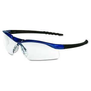 MCR Safety Dallas Wraparound Safety Glasses - Dallas Wraparound Safety Glasses, Metallic Blue Frame, Clear AntiFog Lens - DL310AF