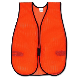 MCR Safety Orange Safety Vests - Orange Safety Vest, Polyester Mesh, Hook Closure, 18" x 47", One Size - V201