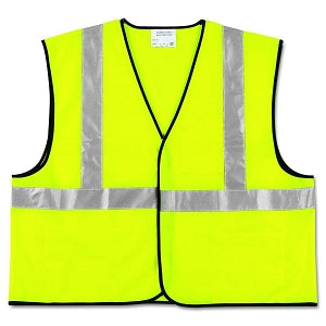 MCR Safety Class 2 Fluorescent Lime Safety Vests - Class 2 Safety Vest, Fluorescent Lime with Silver Stripe, Polyester, Size 2X-Large - VCL2SLXL2