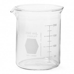 DWK Life Sciences Kimble Griffin Low Scale Beakers - Low No-Spout Griffin Glass Beaker with Scale, 250 mL - 14000-250