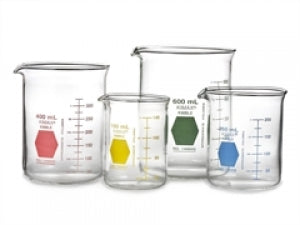 DWK KIMAX Low Form Griffin Colorware Glass Beakers - Yellow-Coded Griffin Beaker, Low Form, 100mL - 14000Y-100