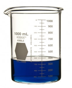 DWK Life Sciences Kimble Heavy Low Scale Beakers - Heavy Low Glass Beaker with Scale, 1, 000 mL - 14005-1000