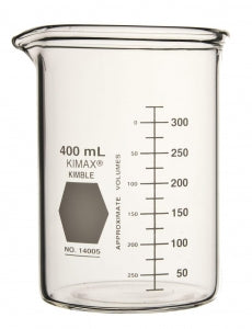 DWK Life Sciences Kimble Heavy Low Scale Beakers - Heavy Low Glass Beaker with Scale, 400 mL - 14005-400