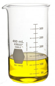 DWK Life Sciences Kimax Tall Form Berzelius Beakers - Tall Berzelius Glass Beaker with Spout and Scale, 400 mL - 14030-400