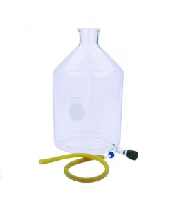 DWK Life Sciences Kimble Graduated Reservoir Bottle - Reservoir, Bottom Valve Outlet, Detachable Quick-Release Connector, Tooled Top, Narrow Mouth for 11.5 mm Rubber Stopper, 10 L Capacity, 230 mm x 400 mm - 14612F-10000