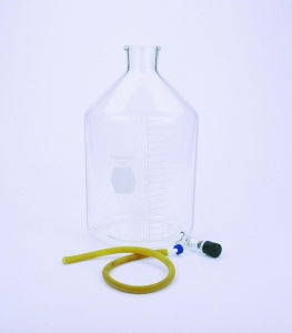 DWK Life Sciences Kimble Graduated Reservoir Bottle - Reservoir, Bottom Valve Outlet, Detachable Quick-Release Connector, Tooled Top, Narrow Mouth for Rubber Stopper, 5 L Capacity, 10 mm Rubber Stopper, 183 mm x 320 mm - 14612F-5000