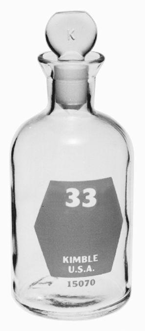 DWK Life Sciences Kimble 300 mL BOD Bottles - Clear Round BOD Bottle with Stopper, No Numbers, 300mL - 15070-00