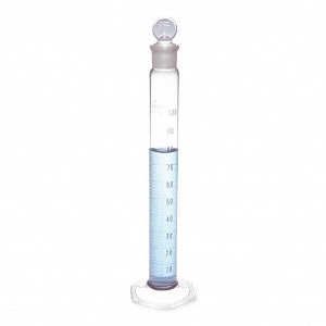 DWK Life Sciences Kimble Class B Cylinder w/Single Metric Blue - Class B Cylinder with Single Metric Blue Scale, Standard Taper Stopper, 100mL - 20040-100