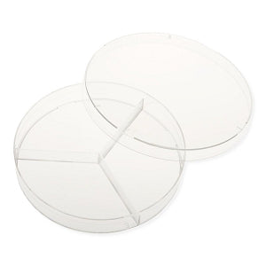 Celltreat Scientific Sterile Compartment Petri Dishes - 100 mm x 15 mm 3-Compartment Sterile Polystyrene Petri Dish - 229683