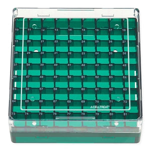 Celltreat Scientific Products Cryogenic Vial Storage Boxes - 81-Place Polycarbonate Nonsterile Storage Box for 1-1.8 mL Cryogenic Vials - 229943